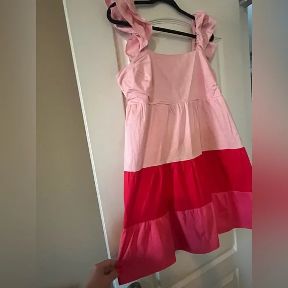 Lauren Conrad Vibrant Summer Dress, Pink Shades. Cotton & spandex blend SZ L - Picture 15 of 16